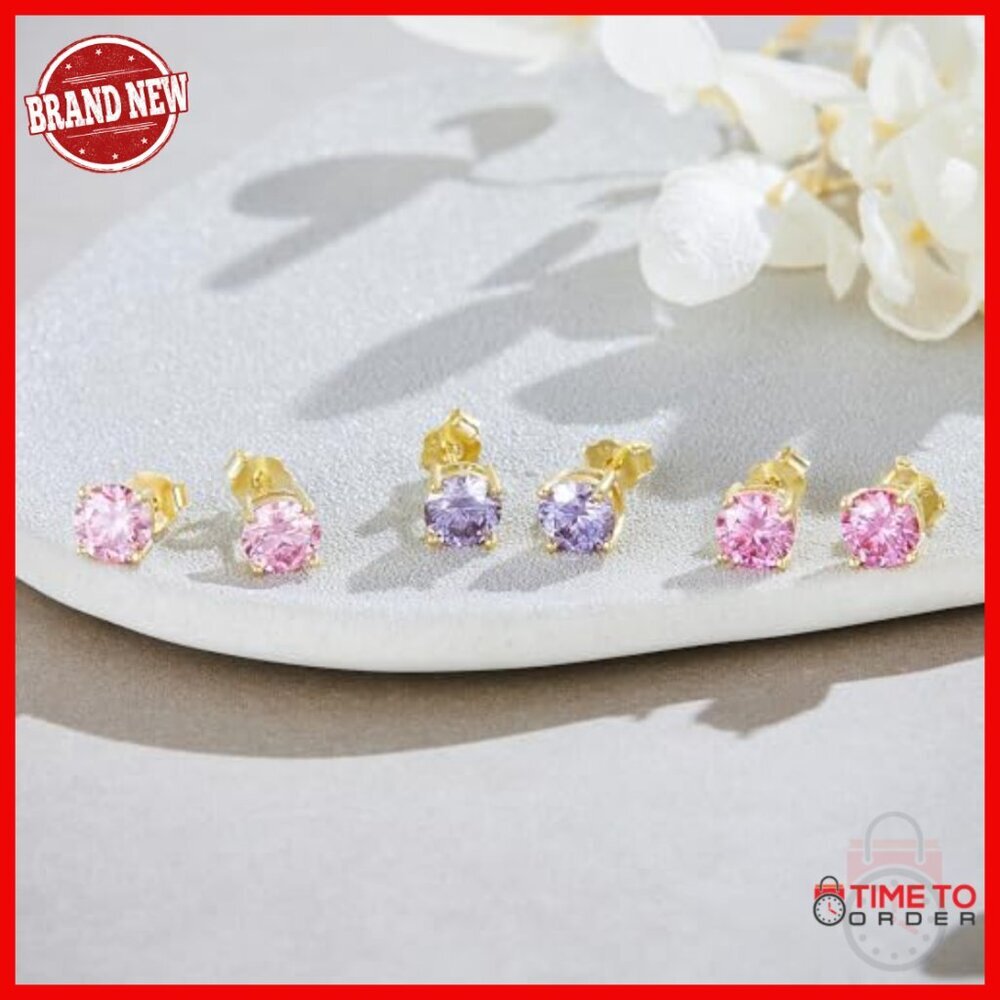 2.00 Carat Moissanite Stud Earrings Sterling Silver Gold Plated - Picture 5 of 7